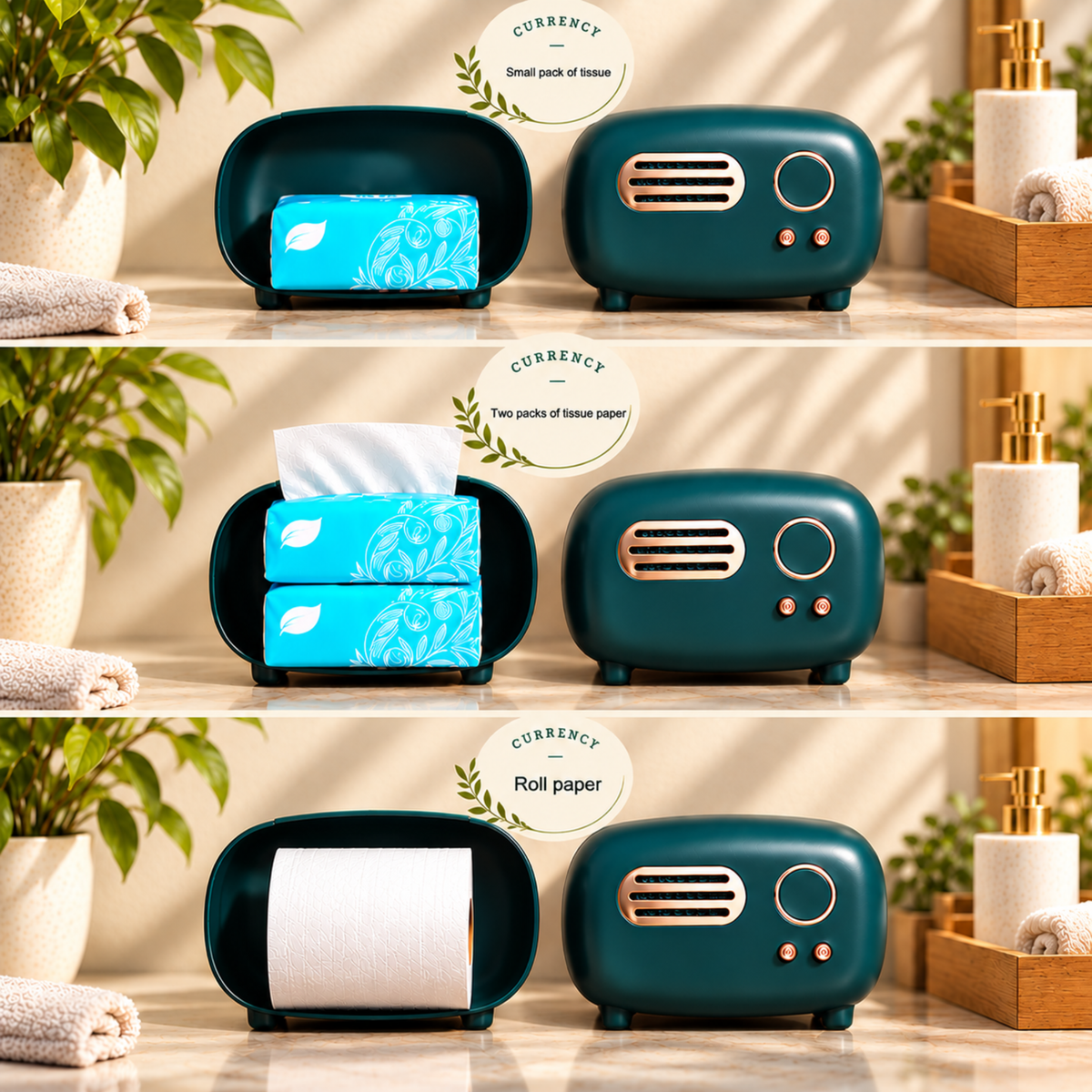 Vintage Retro Tissue Box Holder – Dark Green