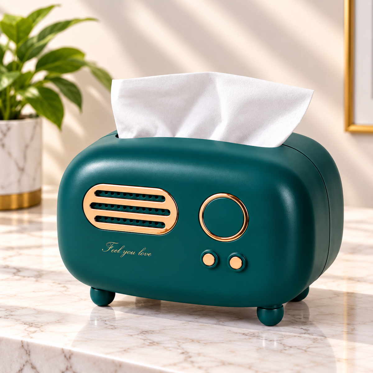 Vintage Retro Tissue Box Holder – Dark Green