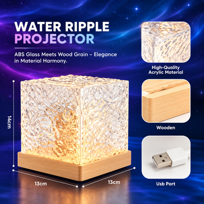 Acrylic Ocean Wave Night Light Projector Lamp | LED Crystal Lamp