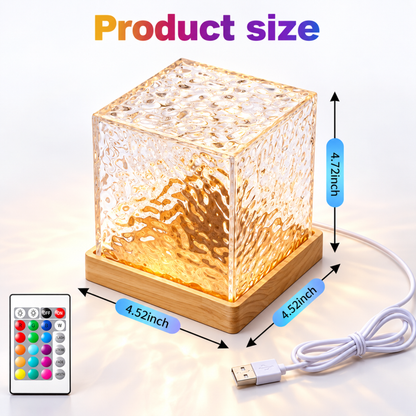 Acrylic Ocean Wave Night Light Projector Lamp | LED Crystal Lamp