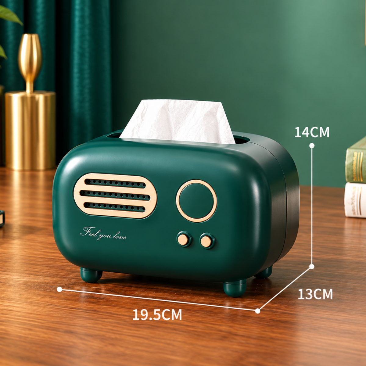 Vintage Retro Tissue Box Holder – Dark Green