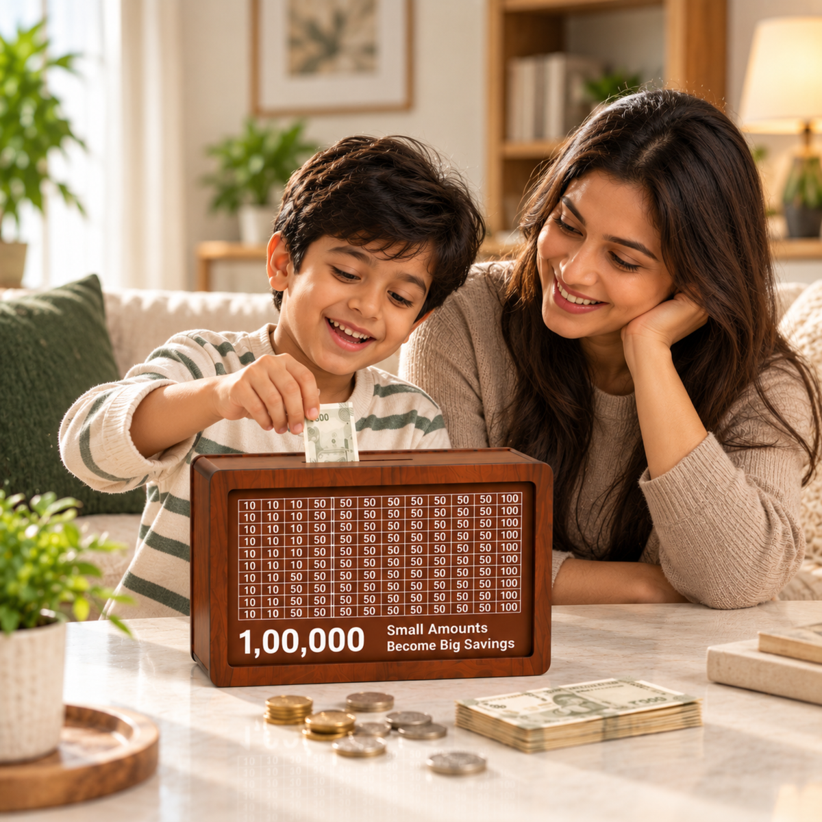 Wooden Money Saving Box | ₹1 Lakh Saving Challenge Money Bank