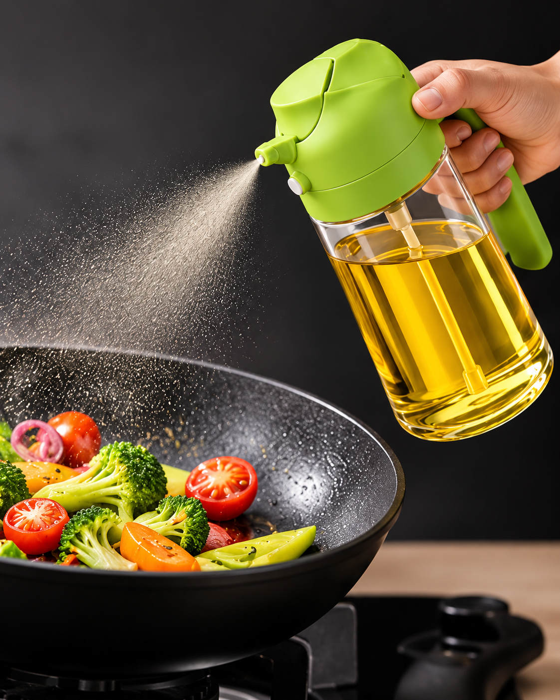 2-in-1 Oil Sprayer & Dispenser Bottle 500ML | Kitchen Oil Spray Bottle