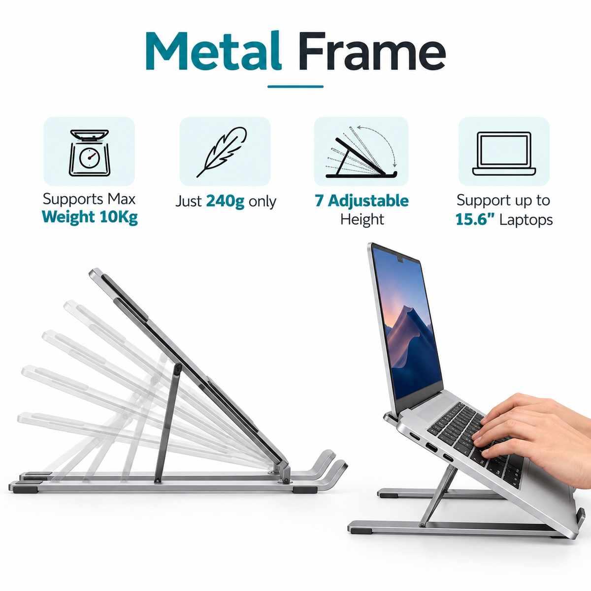 Adjustable Laptop Stand | 7-Level Aluminum Holder