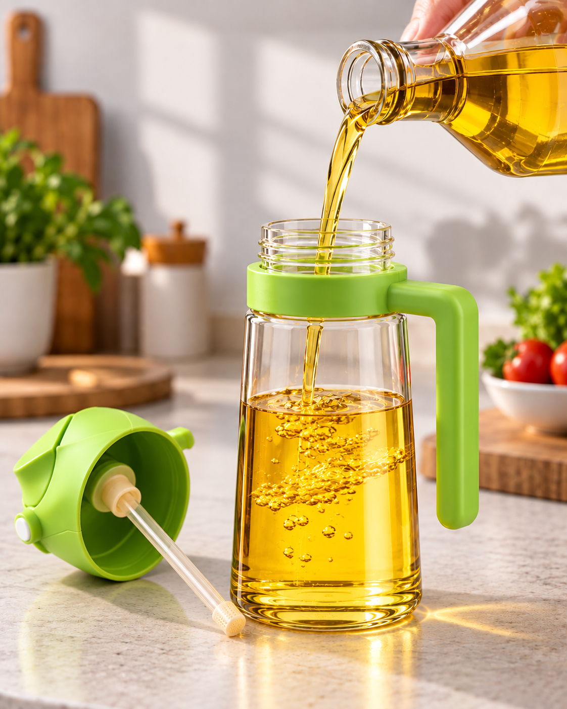 2-in-1 Oil Sprayer & Dispenser Bottle 500ML | Kitchen Oil Spray Bottle
