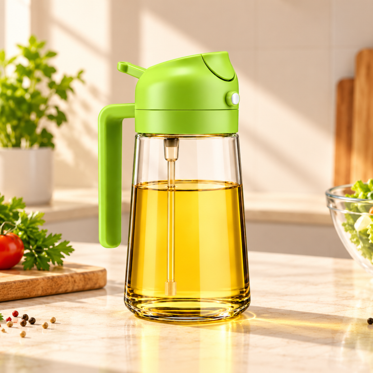 2-in-1 Oil Sprayer & Dispenser Bottle 500ML | Kitchen Oil Spray Bottle